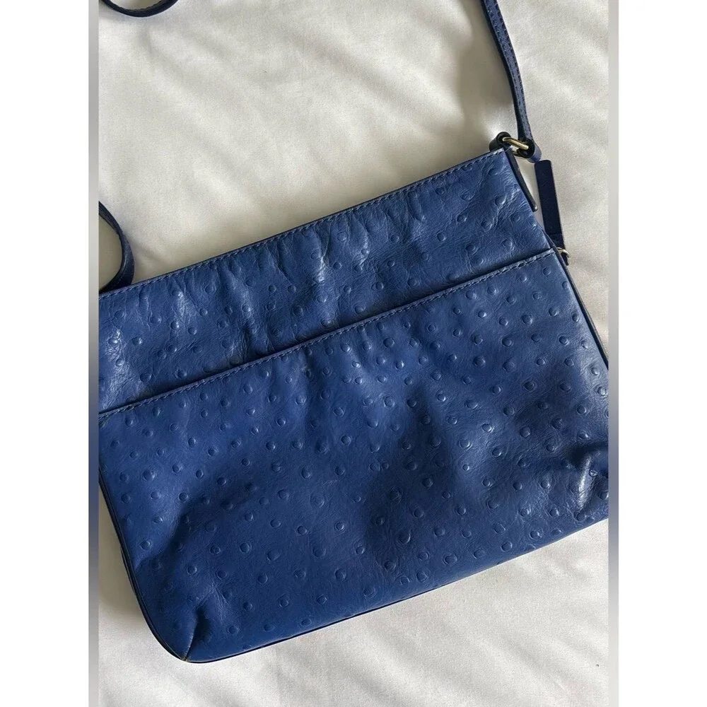 Kate Spade New York Blue Crossbody Bag | Textured Leather | Gold Hardware
